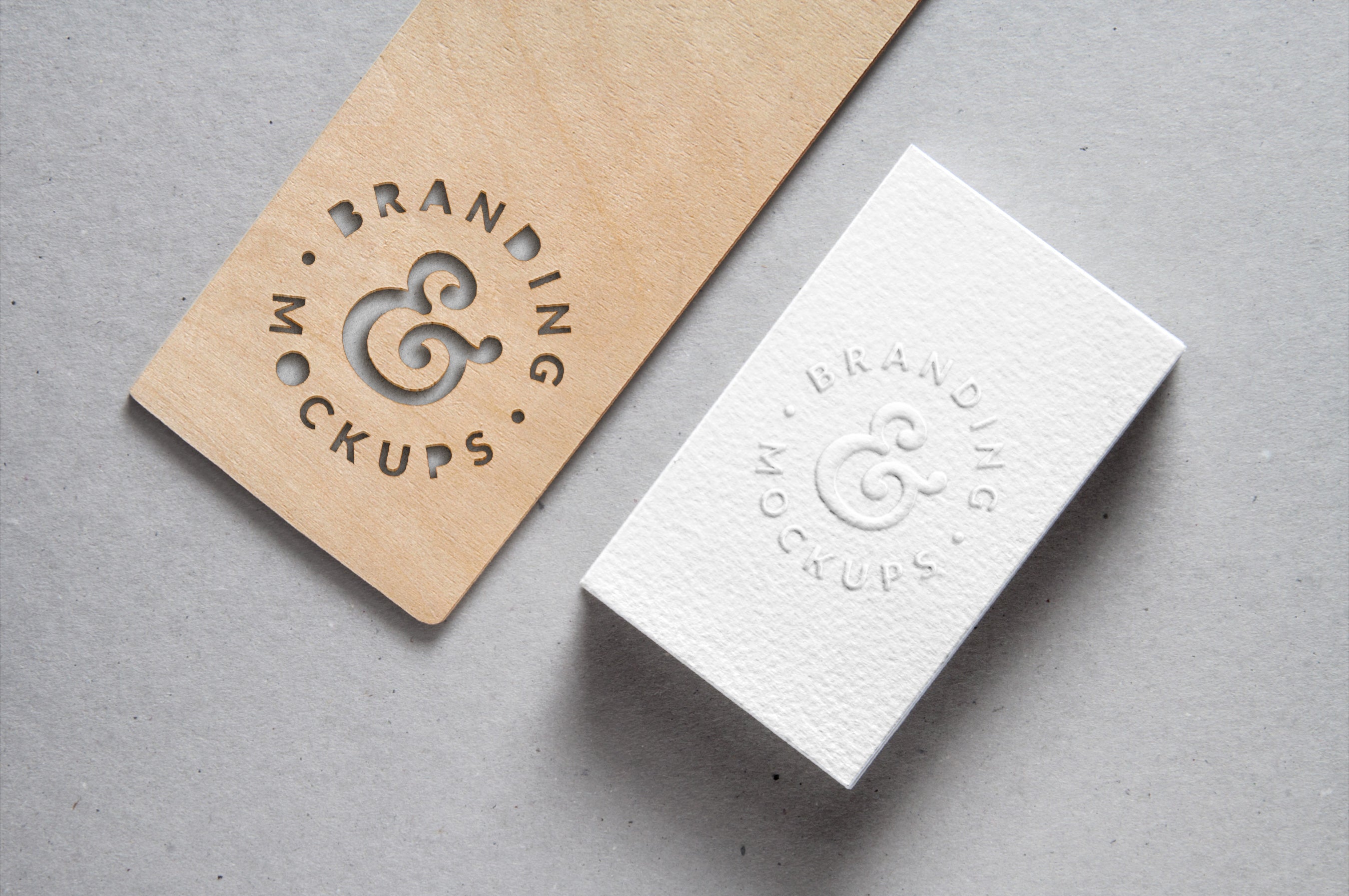 Download Free Cutout Wood and White Business Card Mockup - CreativeBooster