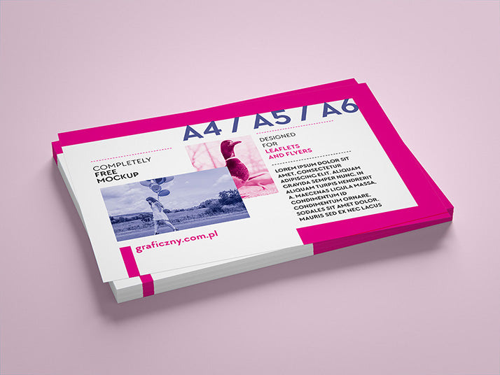 Download Free Horizontal A4 or A5 or A6 Leaflet Mockup Set ...