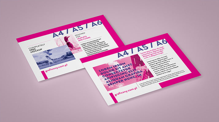 Download Free Horizontal A4 Or A5 Or A6 Leaflet Mockup Set Creativebooster