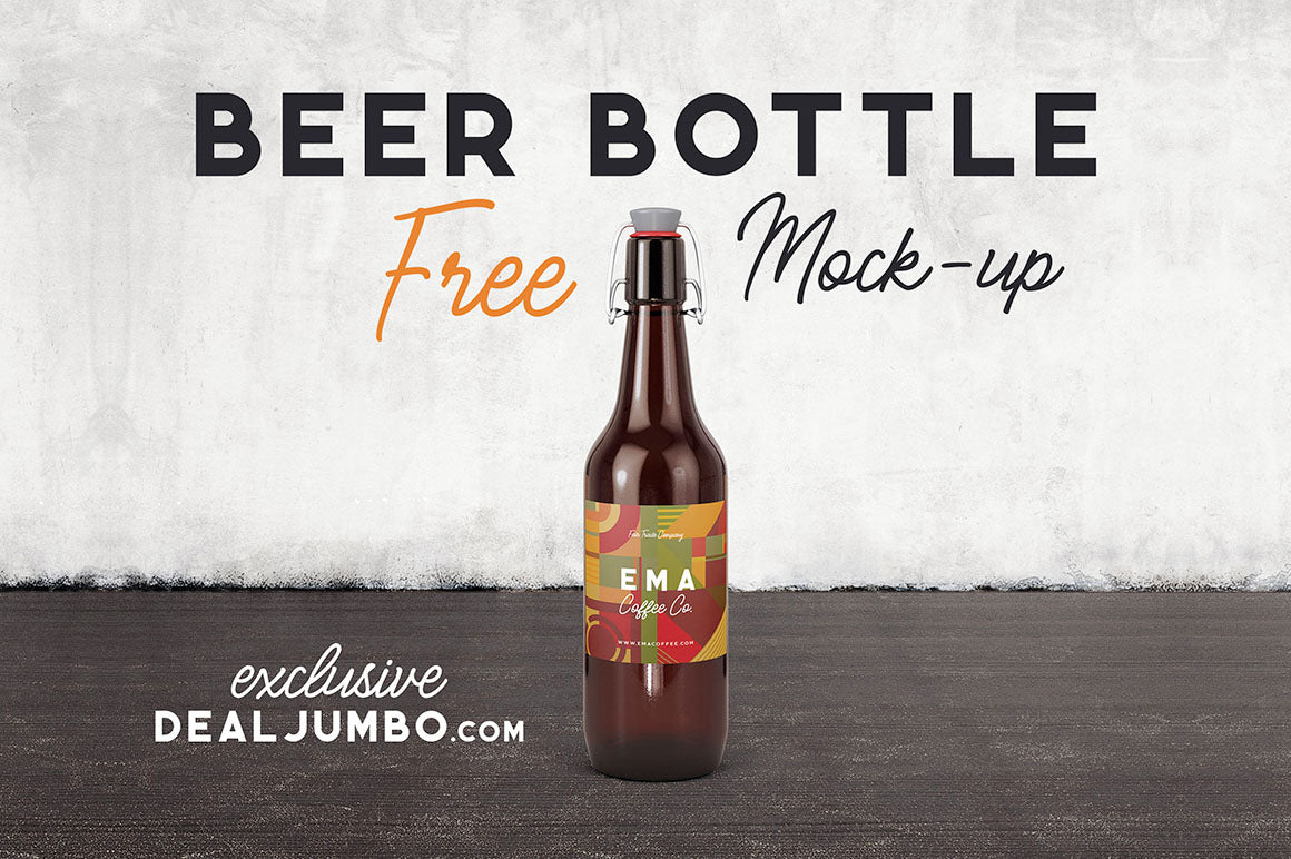 Download Free Crafty Brown Beer Bottle Mockup Psd Creativebooster