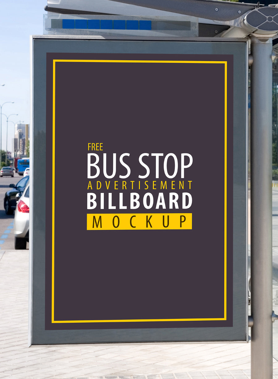 Download Free Bus Stop Advertisement Sign Mockup Creativebooster