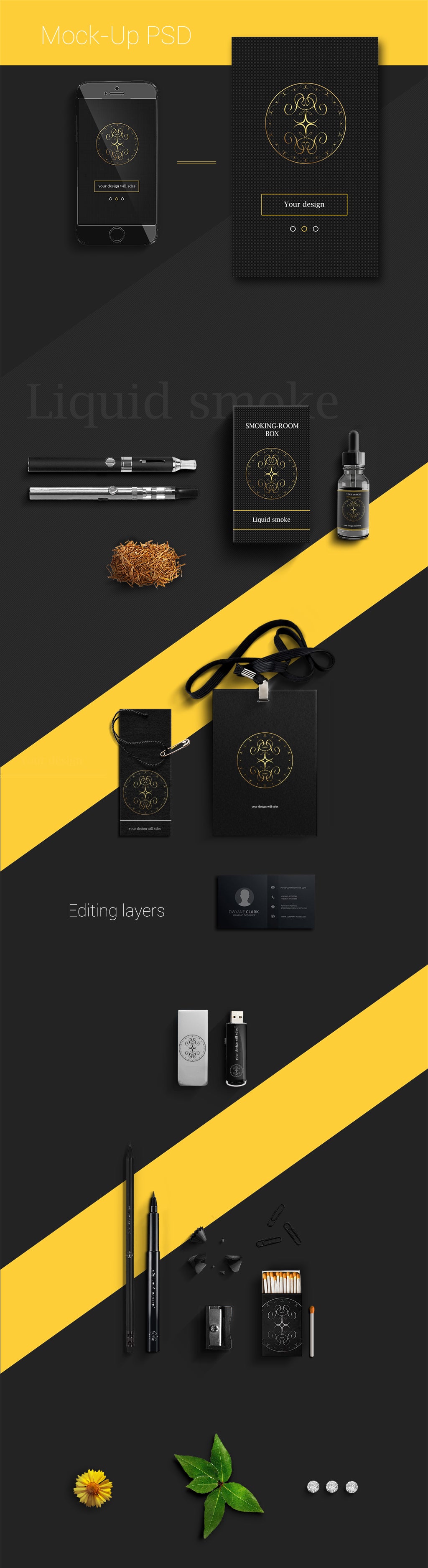 Download Free Corporate Identity Style Black PSD Mockup ...