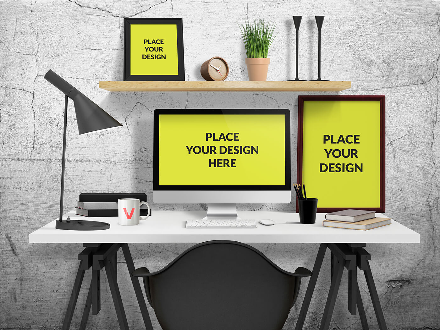 Download Free Office Desk Mockup Set - CreativeBooster