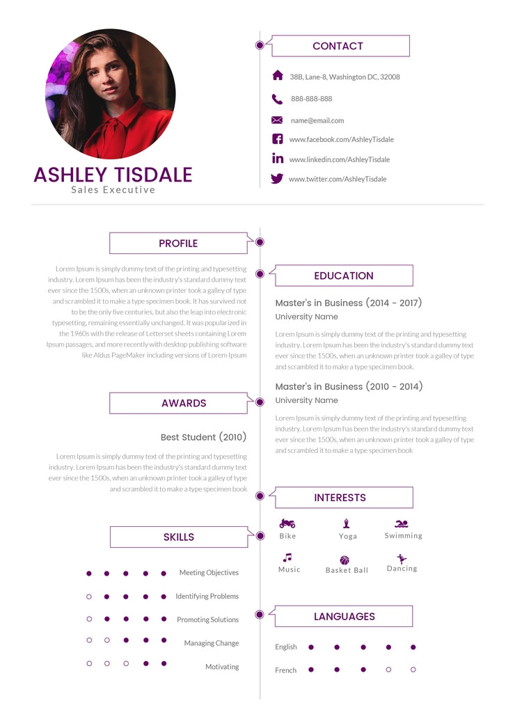 Free Mba Sales Executive Resume Cv Template In Photoshop Psd