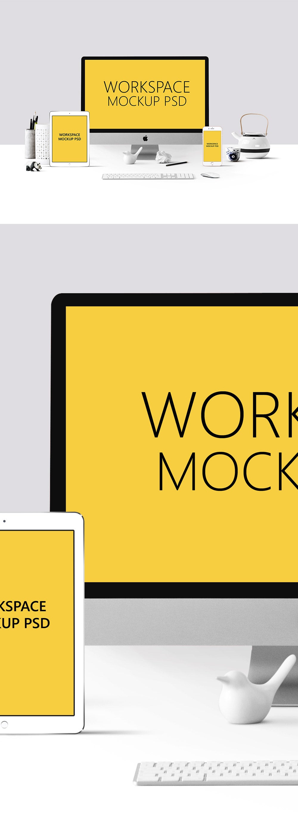 Free Workspace Mockup Psd Imac Ipad And Iphone Creativebooster