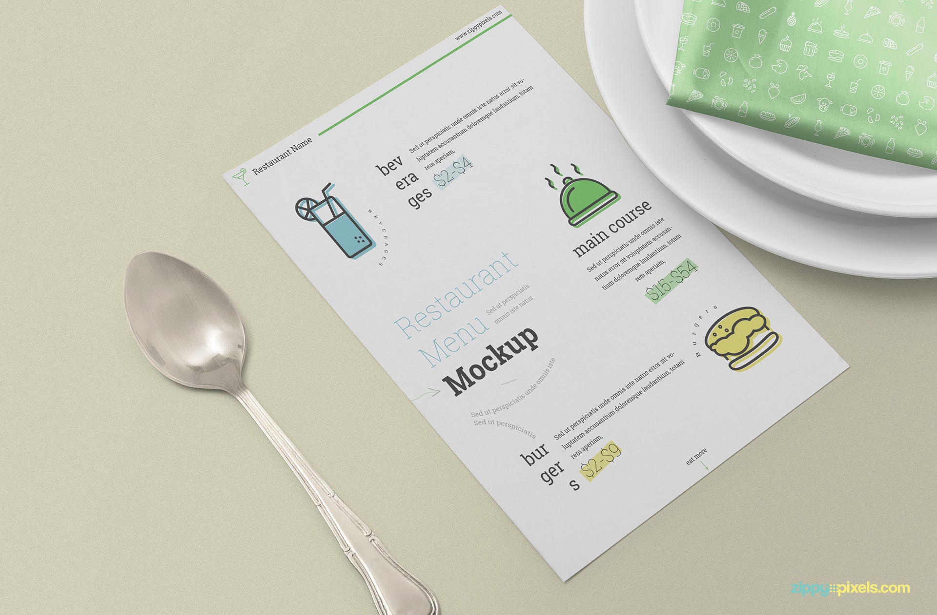 Download Free Restaurant Menu Card Mockup - CreativeBooster