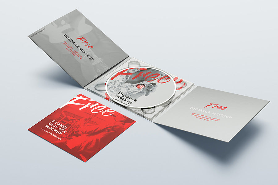 Download Free 6-Panel Digipack Mockup CD or DVD Cover - CreativeBooster PSD Mockup Templates