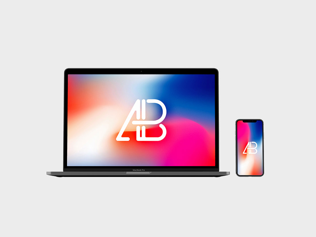 Download Free Front View iPhone X and Macbook Pro Mockup ...