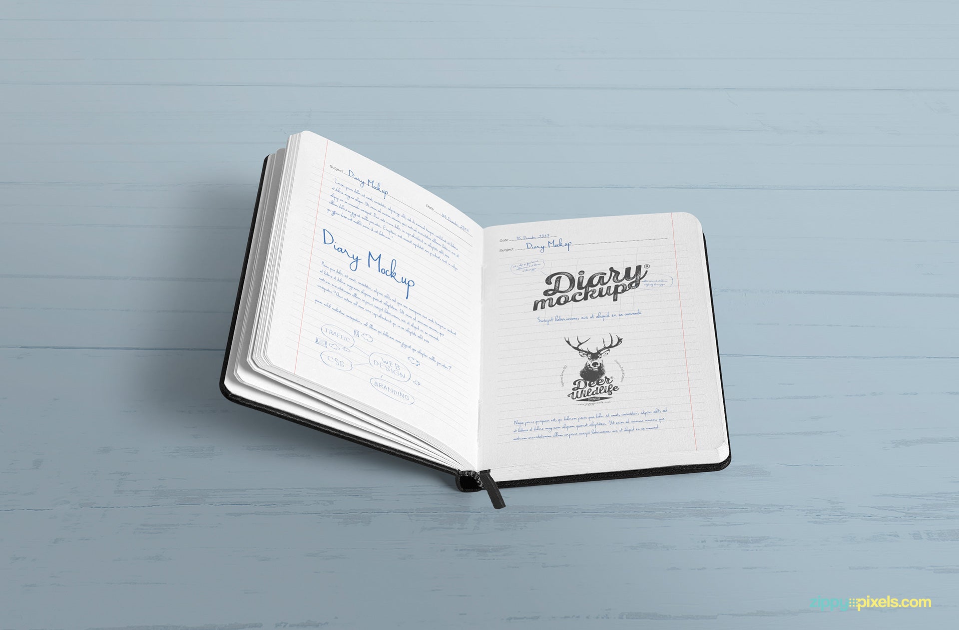 Download Free Open Diary Mockup - CreativeBooster