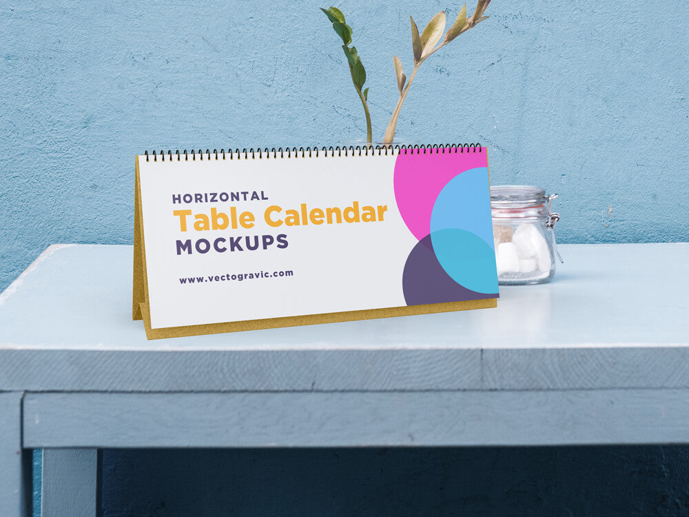 Download Free Horizontal Table Calendar Mockups Creativebooster PSD Mockup Templates