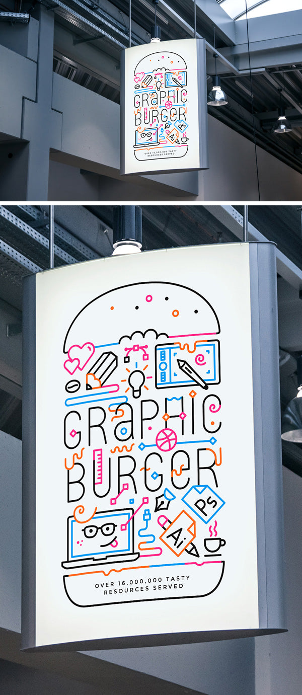 Download Free Mall Advertising Sign Poster MockUp - CreativeBooster