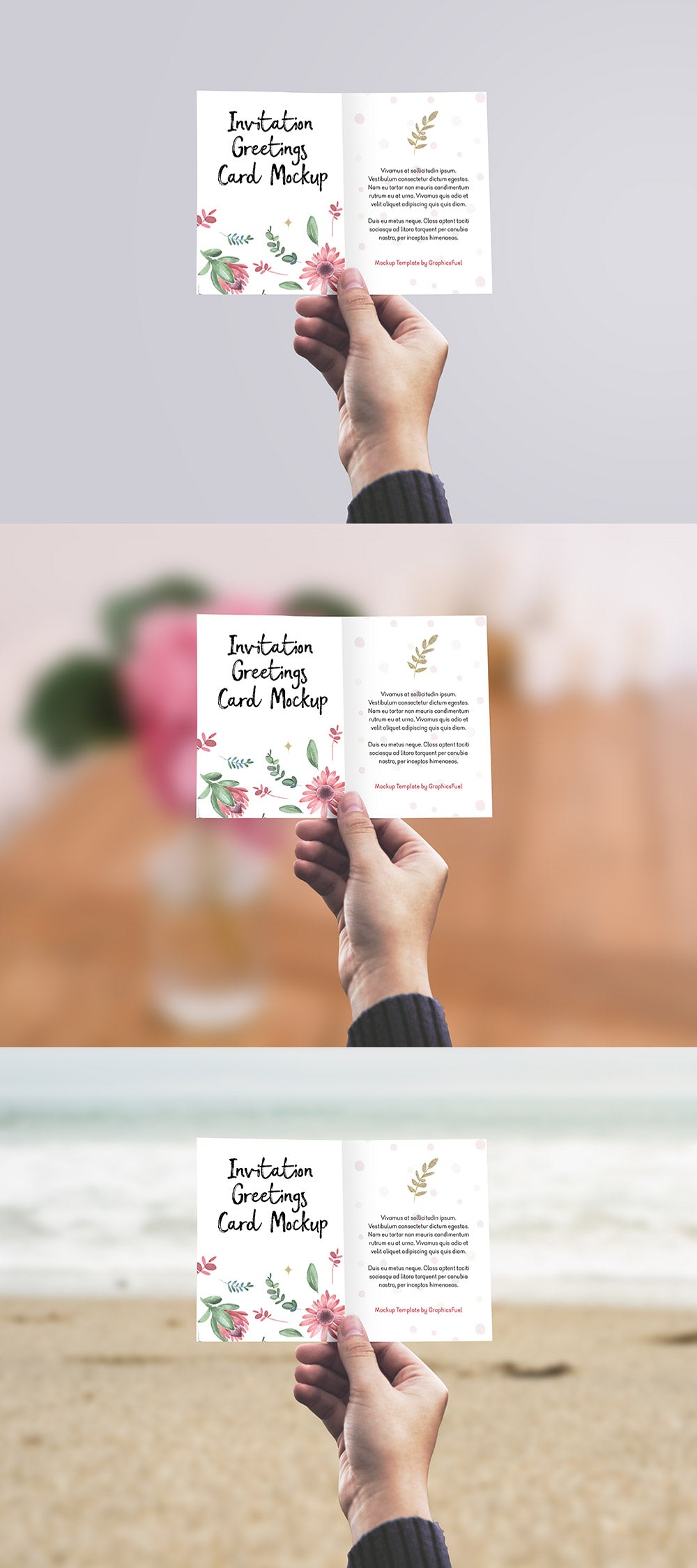 Download Free Invitation Or Greeting Card In Hand Mockup Psd Creativebooster