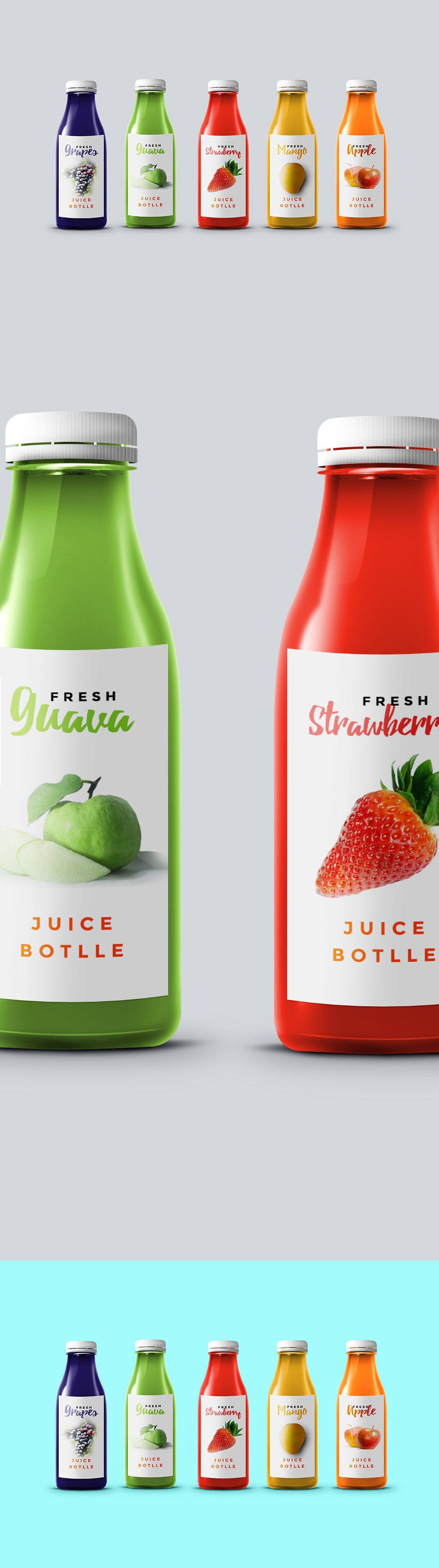 Download Free Set Of Colorful Juice Bottle Mockups Creativebooster
