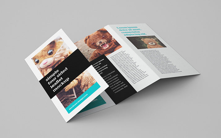 Download Free 4 Panel Leaflet Brochure Mockup 5 Angles Or Views Creativebooster