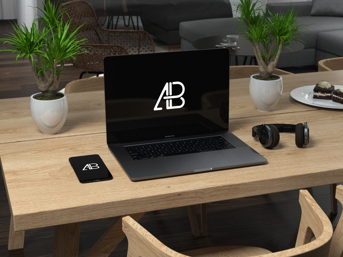 Download Free Black Macbook Pro PSD Mockup Office Design - CreativeBooster