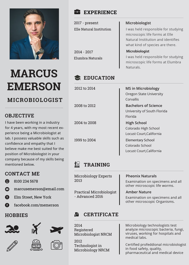 resume format for experienced microbiologist