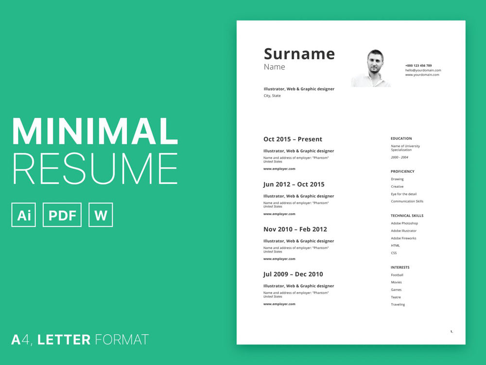 Free Minimal Curriculum Vitae Resume Template In Photoshop Psd Illu Creativebooster