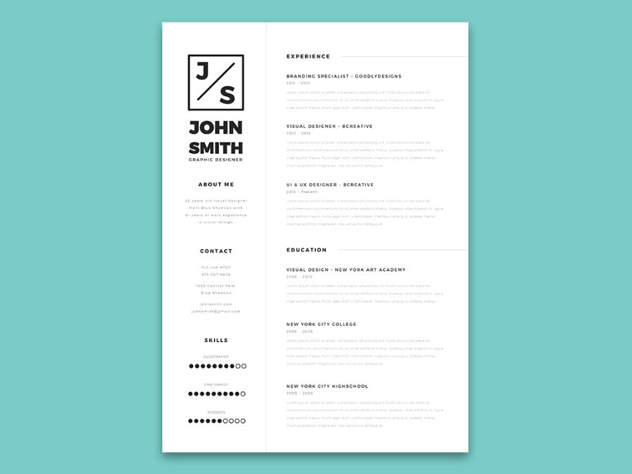 Free Minimalistic Resume And Cover Letter Template For Illustrator Ai Creativebooster