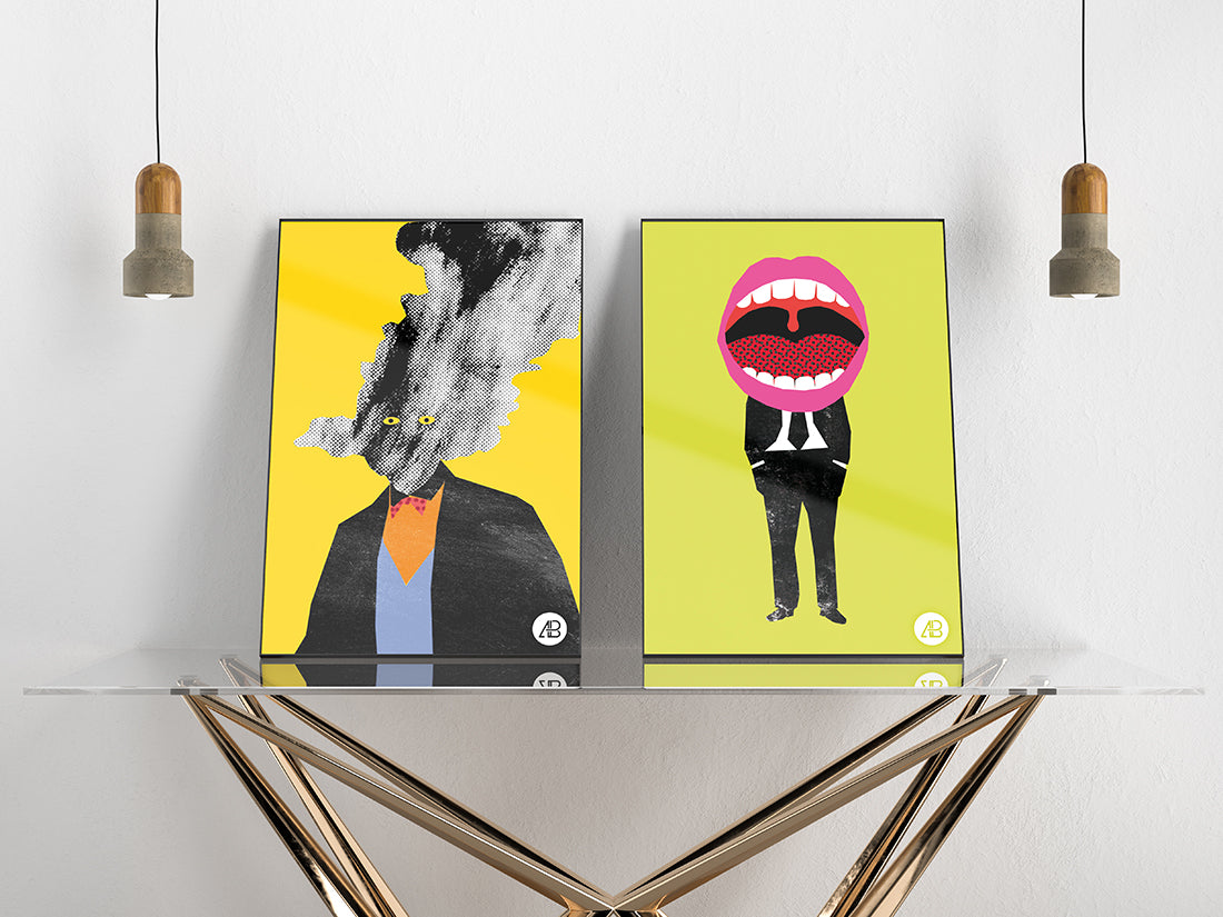 Download Free Cool Modern Double Poster Frame Mockup - CreativeBooster