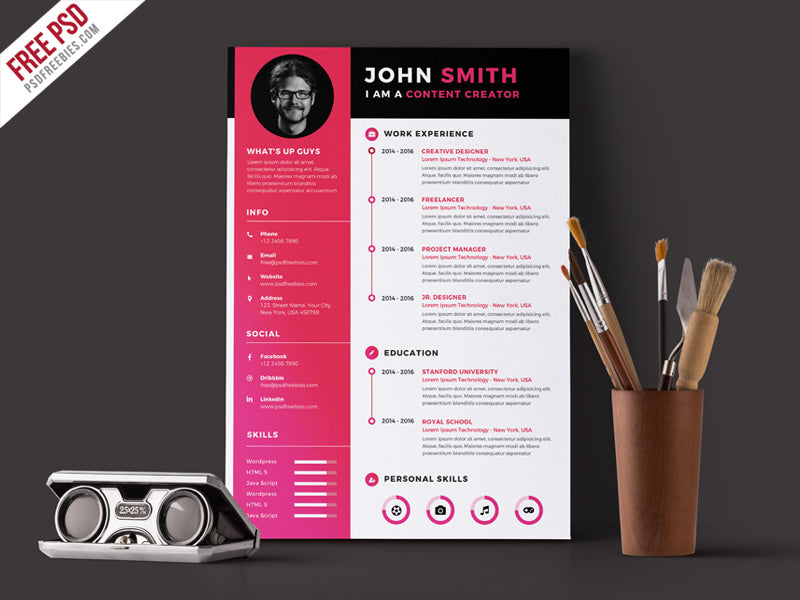 Nieuw Free Modern Simple CV Resume Template in Photoshop (PSD) Format RS-85