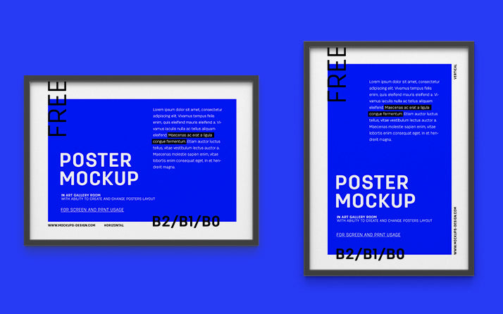 Download Free Art Gallery Frame Or Poster Mockup B2 Or B1 Or B0 Sizes Creativebooster