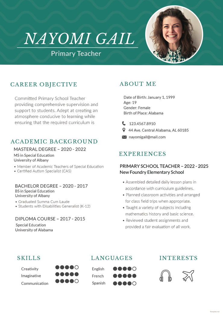 resume format for teacher free download