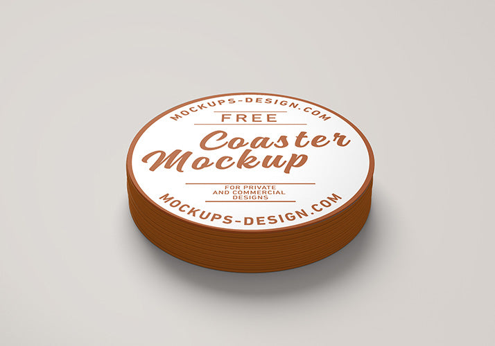 Download Free Round Coster Business Label Mockup Creativebooster