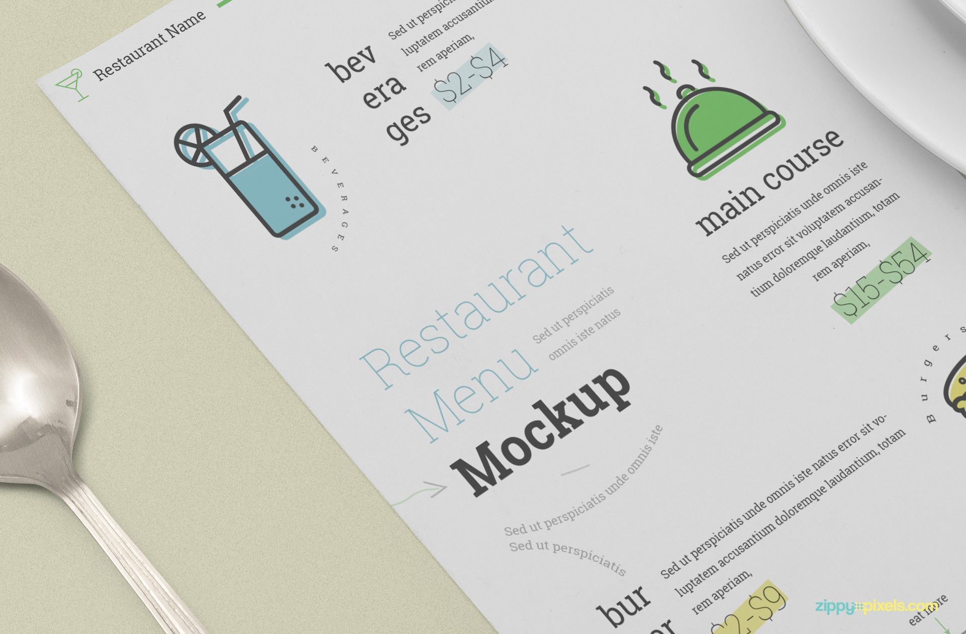 Download Free Restaurant Menu Card Mockup - CreativeBooster