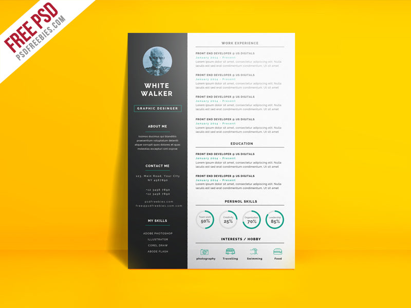 Download Free Resume Templates In Photoshop Psd Format Creativebooster
