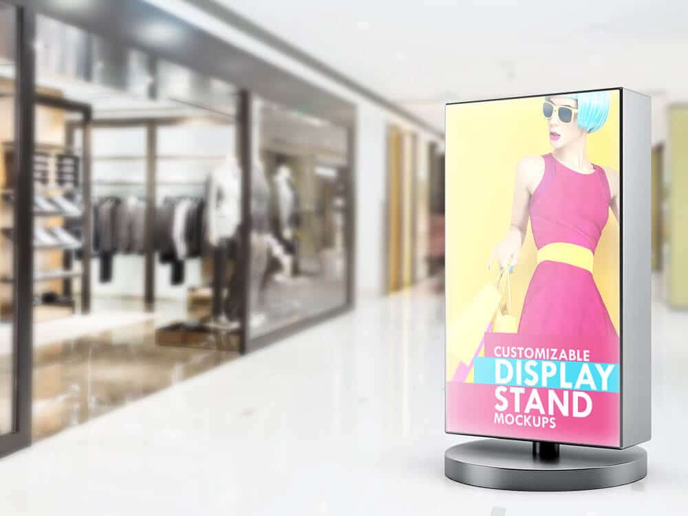 Download Free Stand Display Sign Mockup Creativebooster