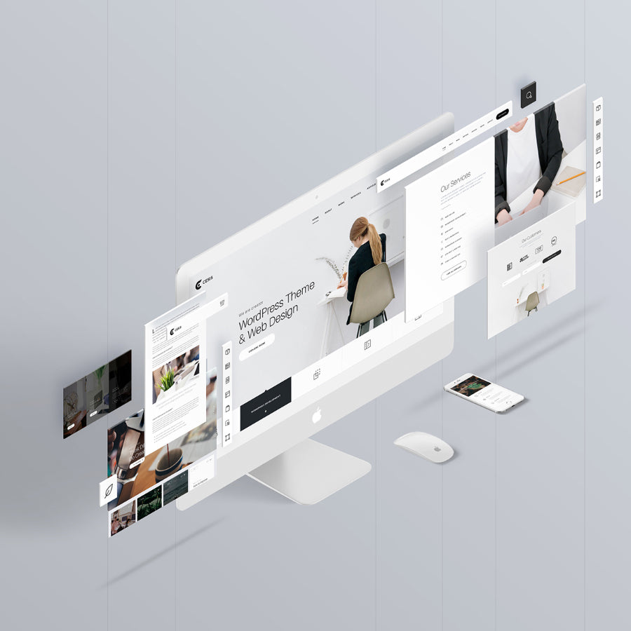 Free The Website Screen Display Designs Perspective PSD ...