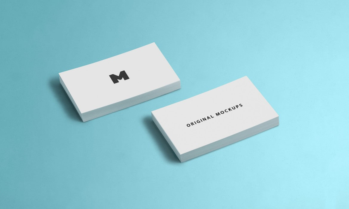 Download Free Business Card Mockups with Blue Background - CreativeBooster