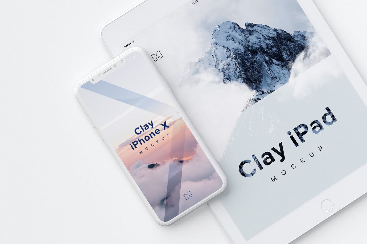 Download Free Clay And White Iphone X And Ipad Mockup Creativebooster