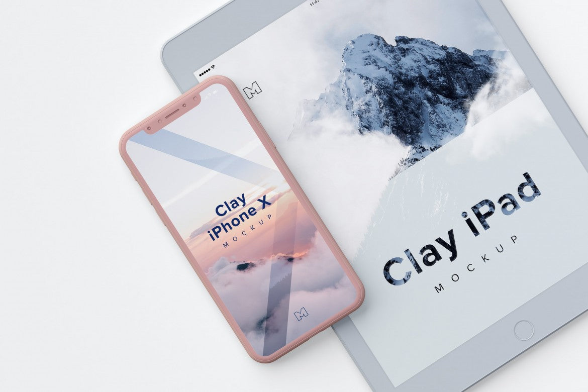 Download Free Clay And White Iphone X And Ipad Mockup Creativebooster