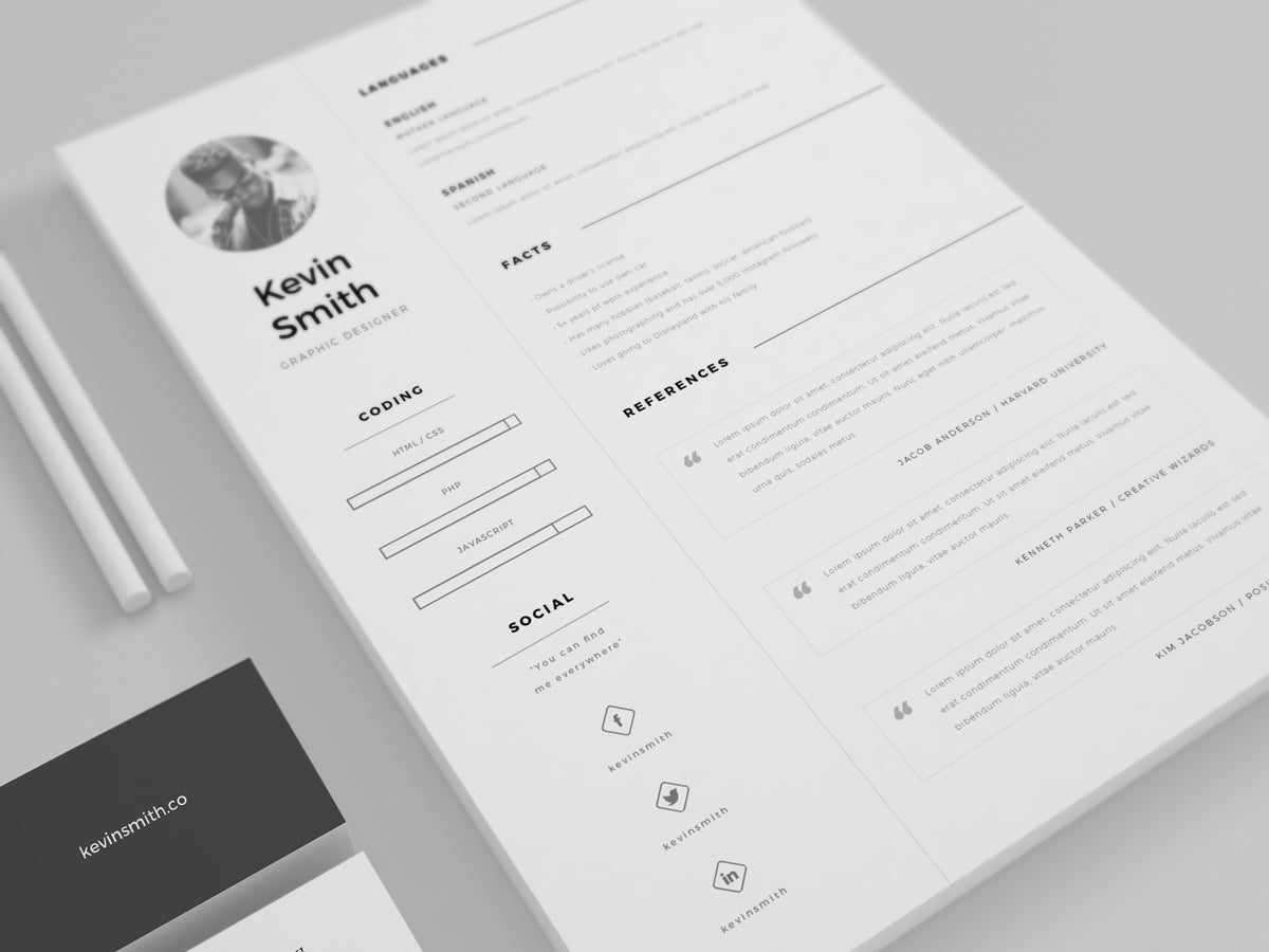 and Template CV Resume Illustrator in Free ... Minimal Clean (AI