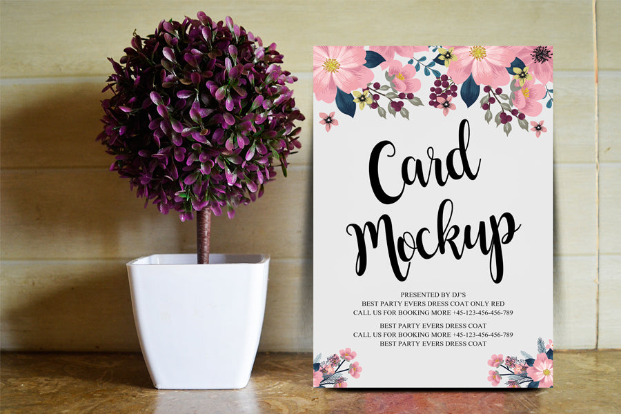 Download Free Floral Invitation and Greeting Card PSD Mockup - CreativeBooster