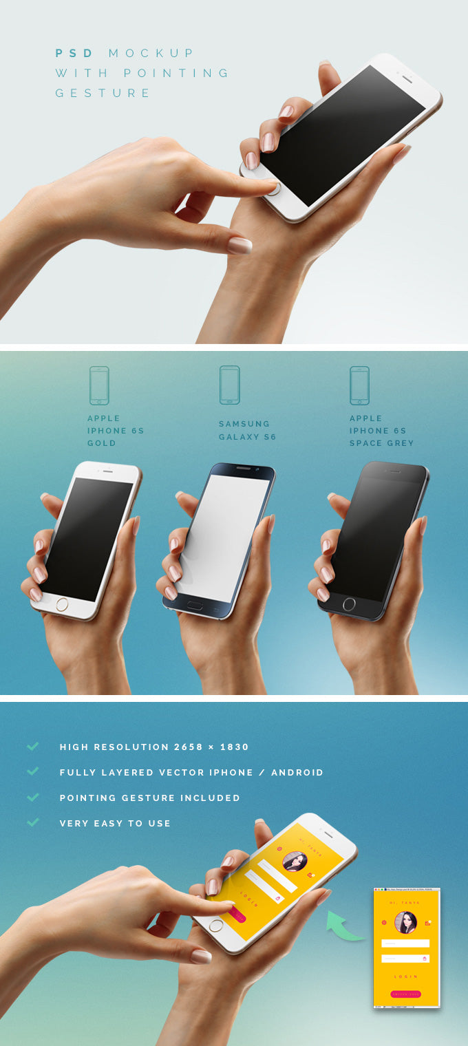 Free Woman Hand Holding Iphone 6 Or Android Mockup Creativebooster