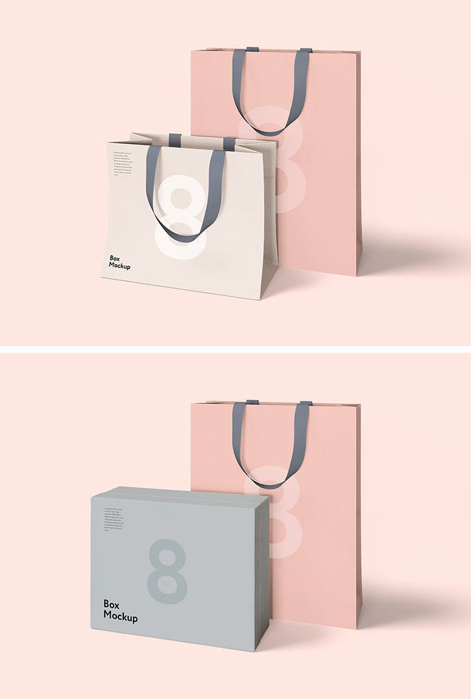 Free Luxury Shopping Box and Bag Mockups - CreativeBooster