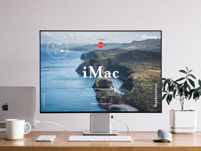 Free Realistic 5k Imac Mockup Creativebooster 5186