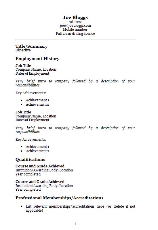 Free Resume Templates In Microsoft Word Doc Docx Format