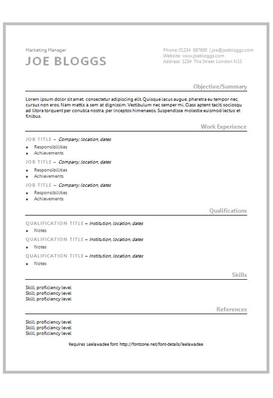 simple resume format docx