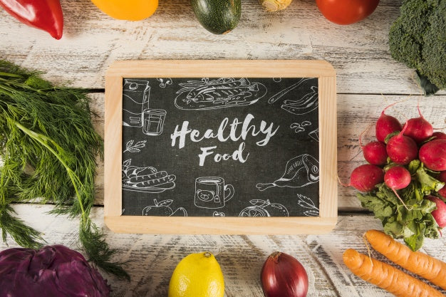 Free Healthy Food Mockup With Slate Psd – CreativeBooster