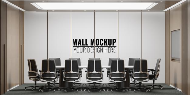 Free Interior Modern Office Meeting Room Wall Mockup Psd – CreativeBooster
