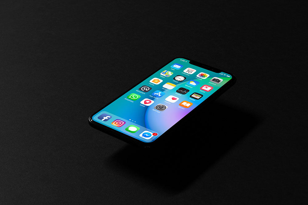Download Free Isometric Black iPhone X Top View Mockup ...