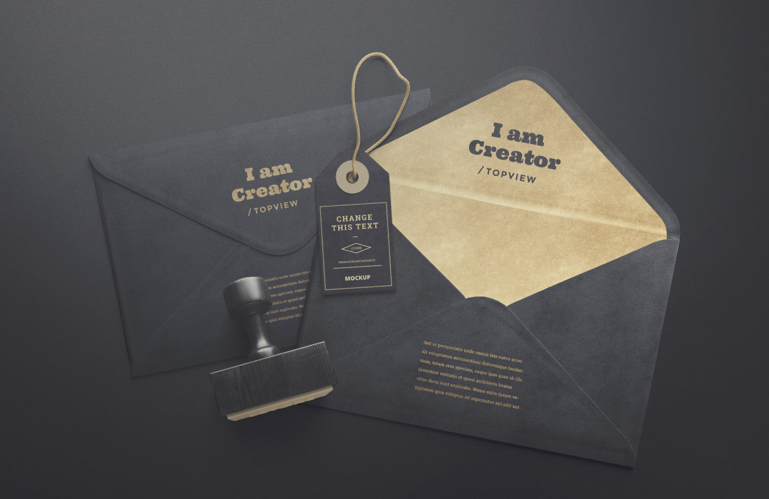 Download Free Black And Envelope Letter And Tag Mockup With Great Details Creativebooster