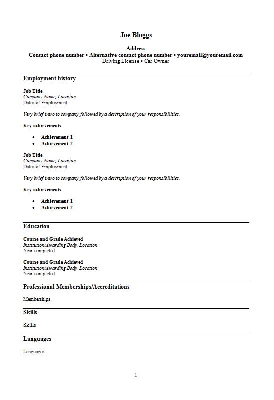 Simple Cv Template Docx