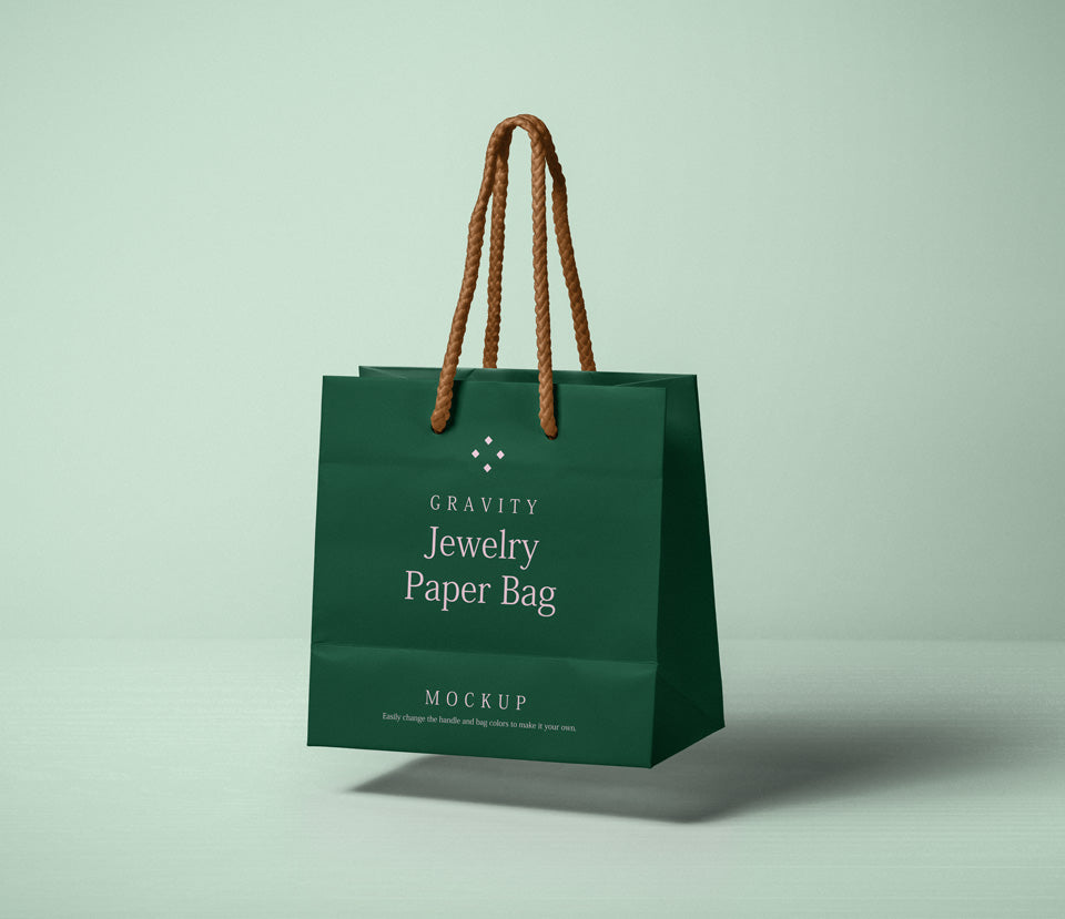 Download Free Paper Bag Mockup Floating in the Air - CreativeBooster PSD Mockup Templates