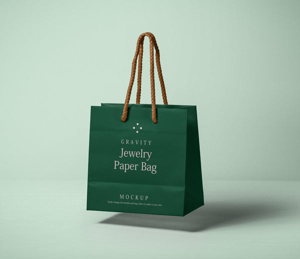 Download Free Paper Bag Mockup Floating in the Air - CreativeBooster