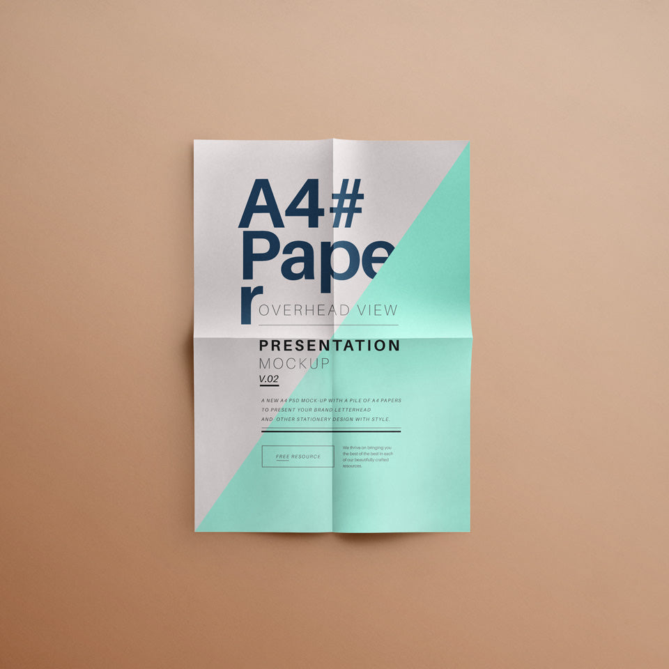 Download Free A4 Overhead Paper Mockup Psd - CreativeBooster