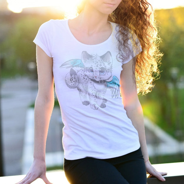 Download Free Young Woman Wearing a Womens T-Shirt Mockup ...